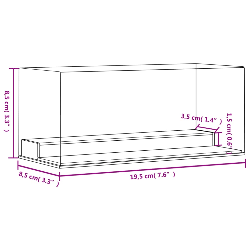 vidaXL Display Case transparent 19.5x8.5x8.5 cm acrylic