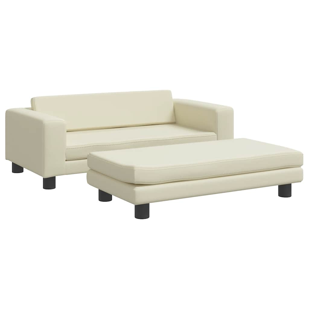 vidaXL Children's Sofa with Footrest 100x50x30 cm Artificial Leather Cream