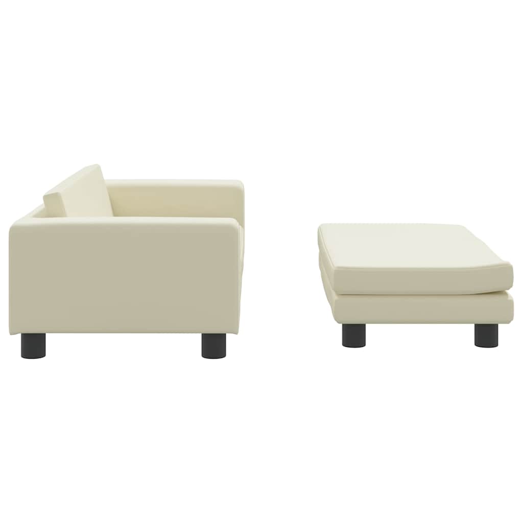 vidaXL Children's Sofa with Footrest 100x50x30 cm Artificial Leather Cream