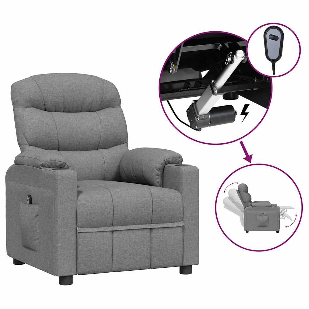 vidaXL Fauteuil elektrisch verstelbaar stof lichtgrijs