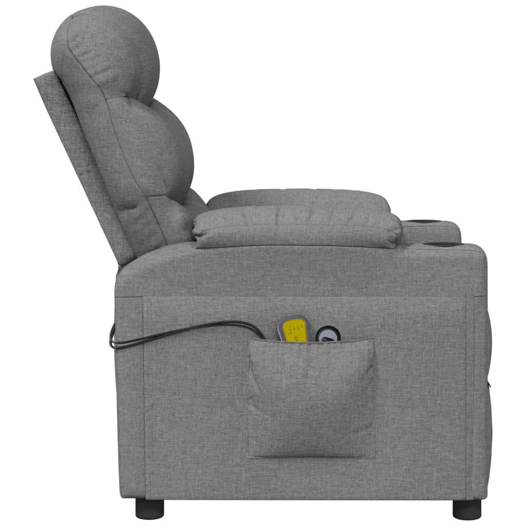 vidaXL Massagestoel elektrisch stof lichtgrijs