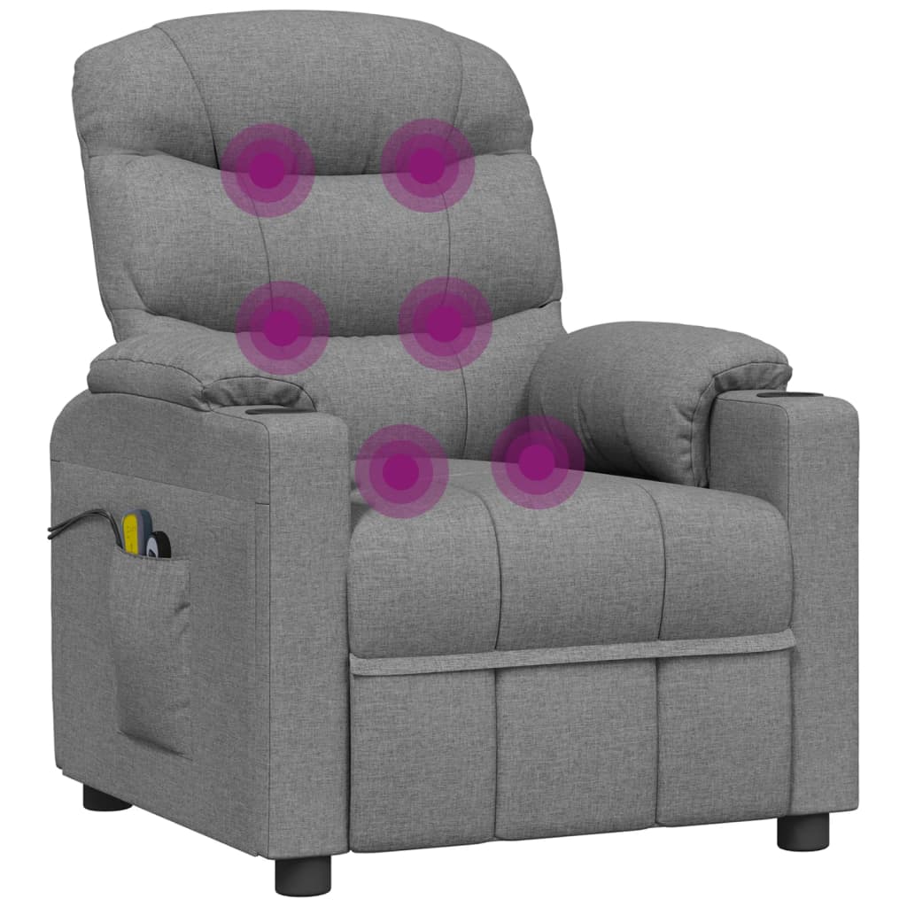 vidaXL Massagestoel elektrisch stof lichtgrijs