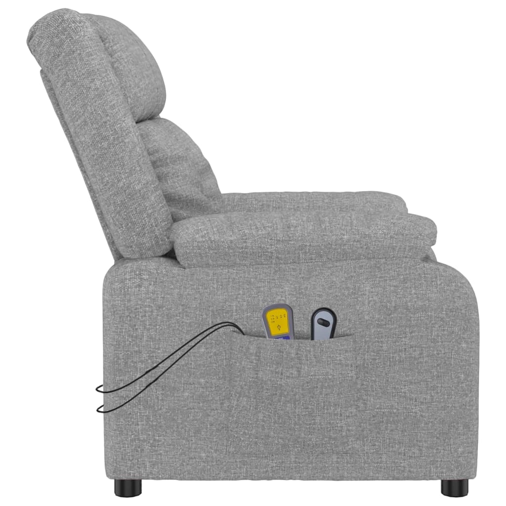vidaXL Massagestoel elektrisch stof lichtgrijs