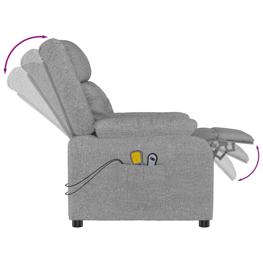 vidaXL Massagestoel elektrisch stof lichtgrijs