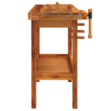 vidaXL Workbench with Drawer and Vises 124x52x83 cm Solid Acacia Wood