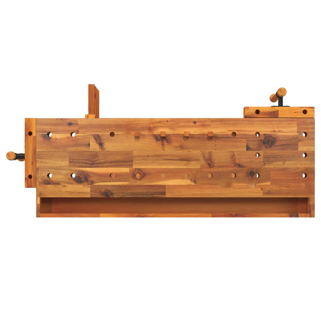 vidaXL Workbench with Drawer and Vises 124x52x83 cm Solid Acacia Wood
