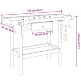 vidaXL Workbench with Drawer and Vises 124x52x83 cm Solid Acacia Wood