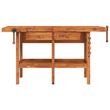 vidaXL Workbench with Drawers and Vices 162x62x83 cm Acacia Wood