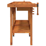 vidaXL Workbench with Drawers and Vices 162x62x83 cm Acacia Wood