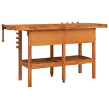 vidaXL Workbench with Drawers and Vices 162x62x83 cm Acacia Wood