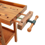 vidaXL Workbench with Drawers and Vices 162x62x83 cm Acacia Wood