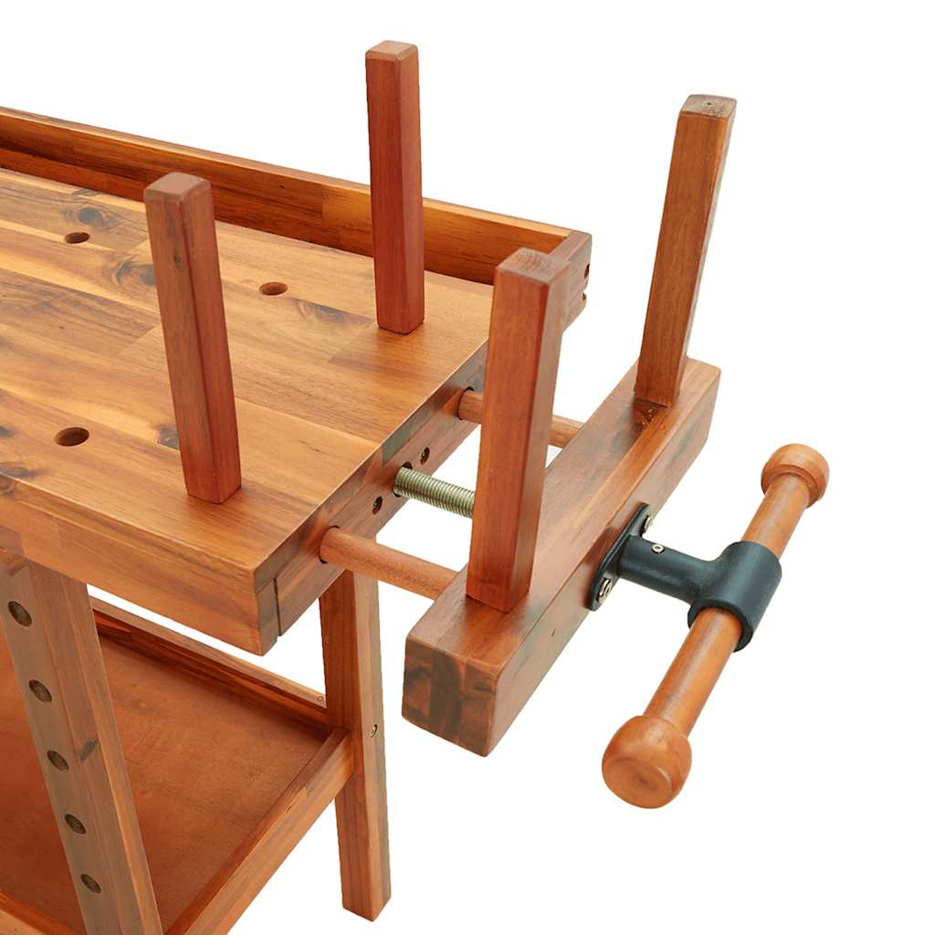 vidaXL Workbench with Drawers and Vices 162x62x83 cm Acacia Wood