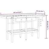 vidaXL Workbench with Drawers and Vices 162x62x83 cm Acacia Wood