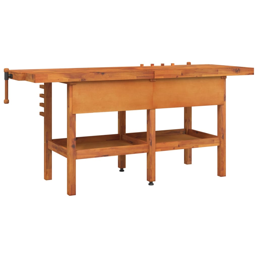 vidaXL Workbench with Drawers and Vices 192x62x83 cm Acacia Wood