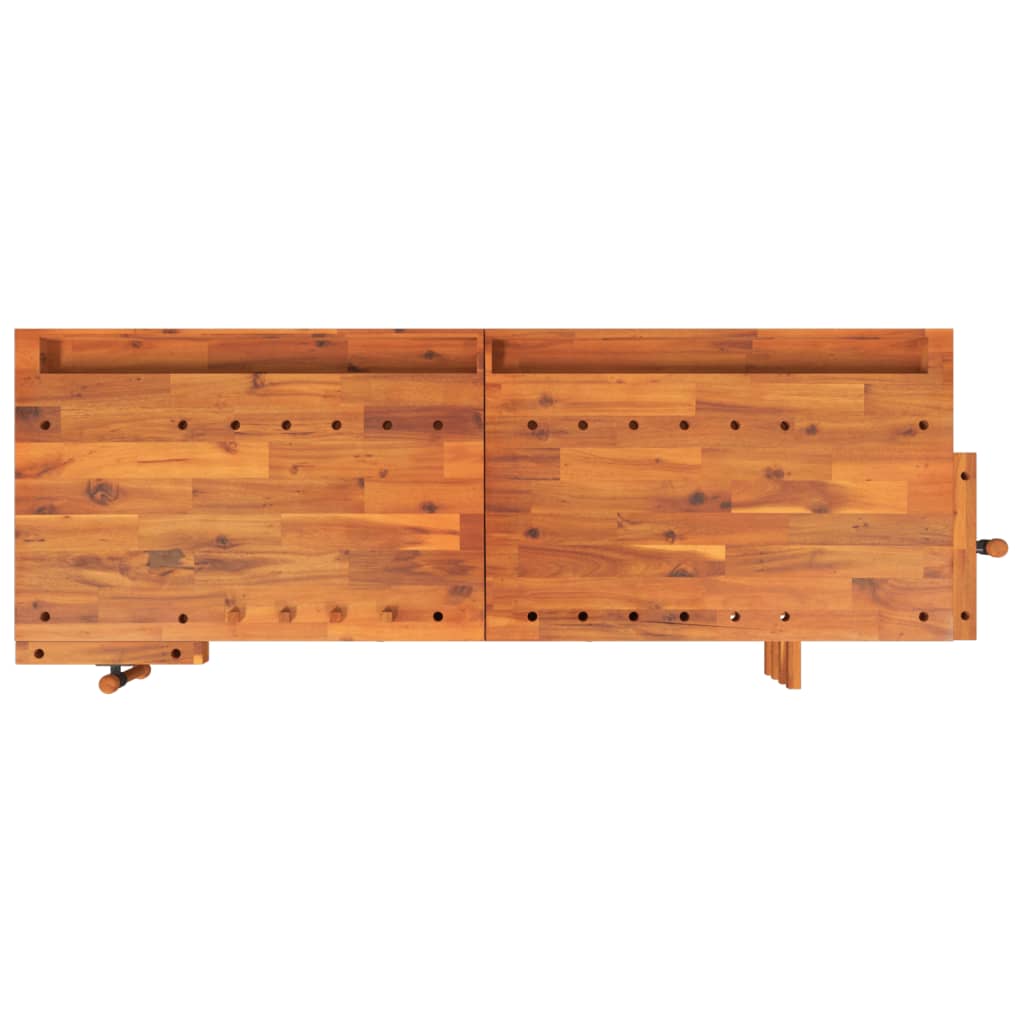 vidaXL Workbench with Drawers and Vices 192x62x83 cm Acacia Wood