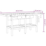 vidaXL Workbench with Drawers and Vices 192x62x83 cm Acacia Wood