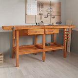 vidaXL Workbench with Drawers and Vices 192x62x83 cm Acacia Wood