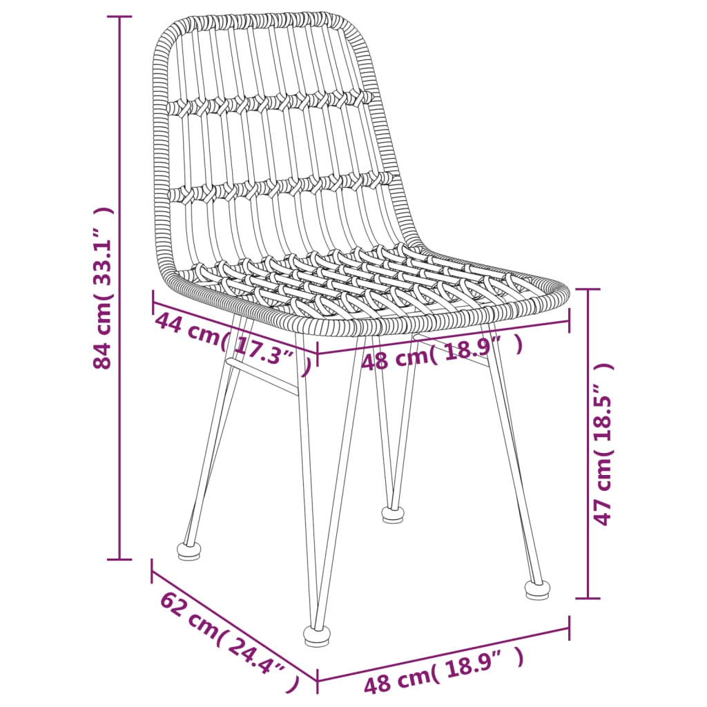 vidaXL Tuinstoelen 2 st 48x62 84 cm PE-rattan