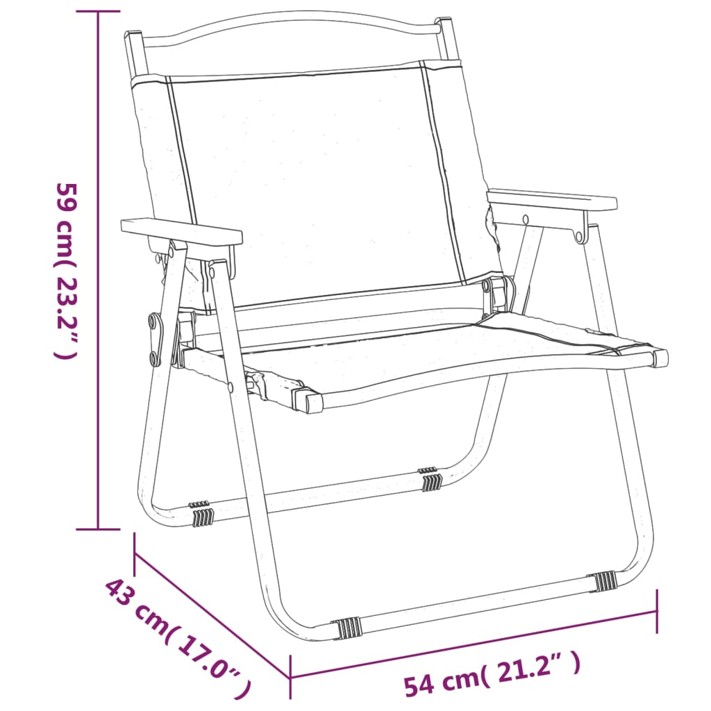 vidaXL Campingstoelen 2 st 54x43x59 cm oxford stof beige