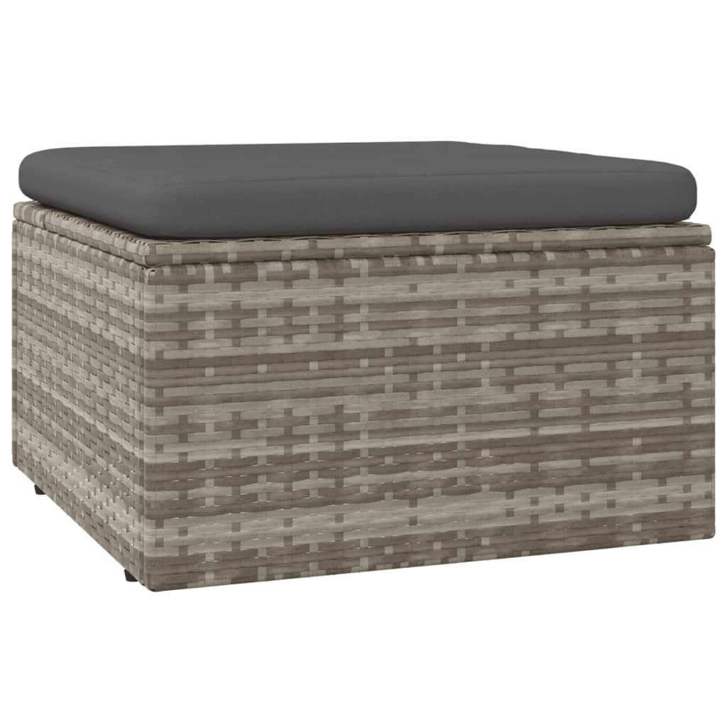 vidaXL Voetensteun met kussen 55x55x30 cm poly rattan grijs