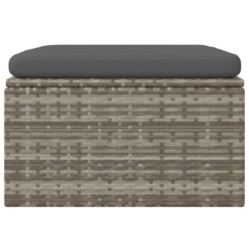 vidaXL Voetensteun met kussen 55x55x30 cm poly rattan grijs