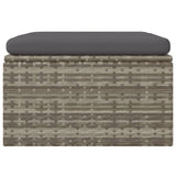 vidaXL Voetensteun met kussen 55x55x30 cm poly rattan grijs