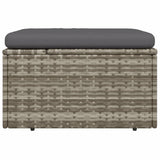 vidaXL Voetensteun met kussen 55x55x30 cm poly rattan grijs