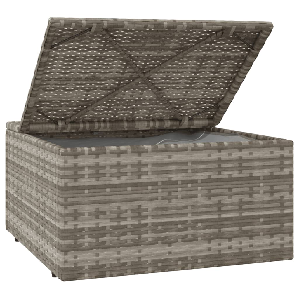 vidaXL Voetensteun met kussen 55x55x30 cm poly rattan grijs