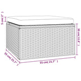 vidaXL Voetensteun met kussen 55x55x30 cm poly rattan grijs