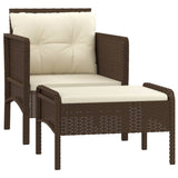 vidaXL 2-delige Loungeset met kussens poly rattan bruin