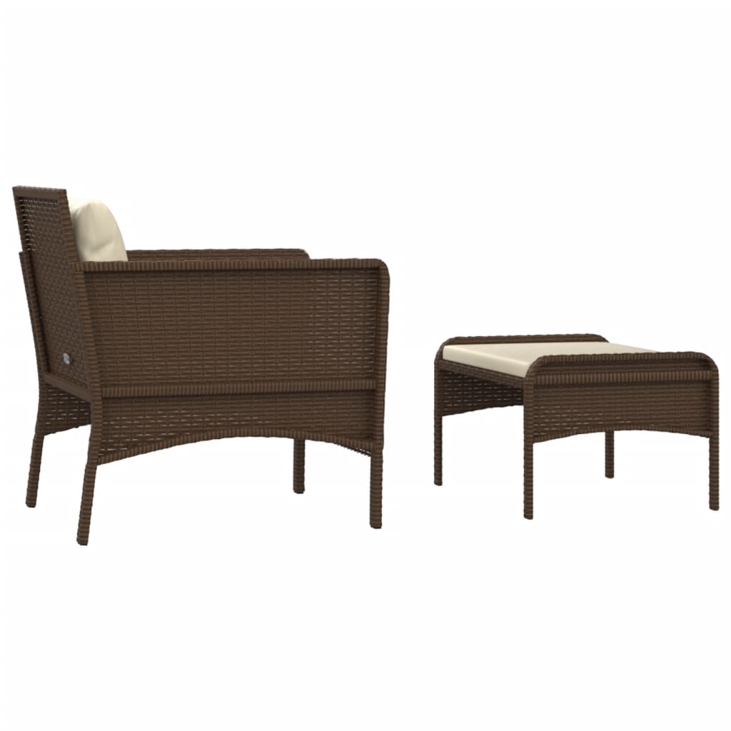 vidaXL 2-delige Loungeset met kussens poly rattan bruin