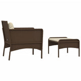 vidaXL 2-delige Loungeset met kussens poly rattan bruin