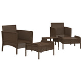 vidaXL 5-piece Lounge Set with Cushions Poly Rattan Brown
