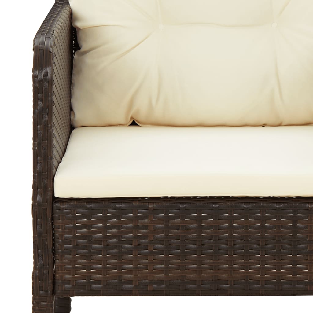 vidaXL 5-piece Lounge Set with Cushions Poly Rattan Brown