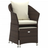 vidaXL 2-delige Loungeset met kussens poly rattan bruin