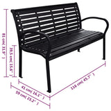 vidaXL Tuinbank 116 cm staal en HKC zwart