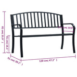 vidaXL Tuinbank 120 cm staal zwart