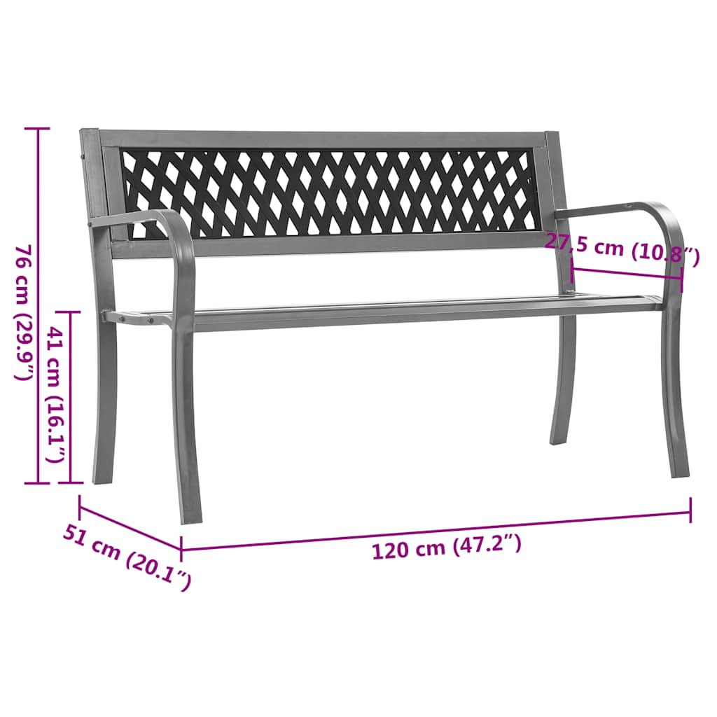 vidaXL Tuinbank 120 cm staal zwart
