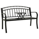 vidaXL Tuinbank met tafel 120 cm staal zwart