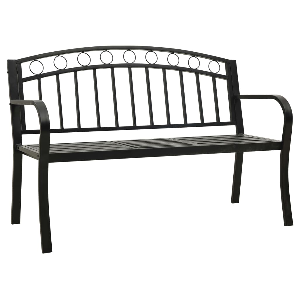 vidaXL Tuinbank met tafel 120 cm staal zwart