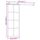 vidaXL Schuifdeur met beslag 76x205 cm ESG-glas en aluminium