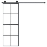 vidaXL Schuifdeur met beslag 76x205 cm ESG-glas en aluminium