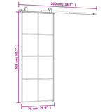 vidaXL Schuifdeur met beslag 76x205 cm ESG-glas en aluminium