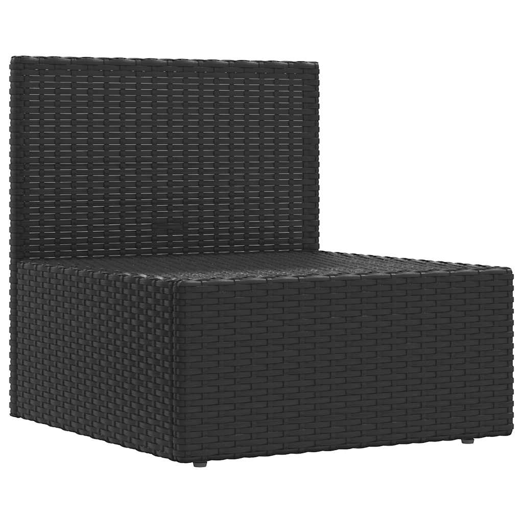 vidaXL Tuinmiddenbank met kussens poly rattan zwart