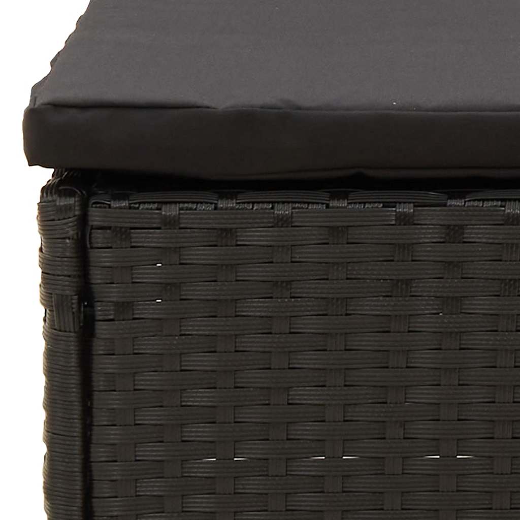 vidaXL Tuinmiddenbank met kussens poly rattan zwart