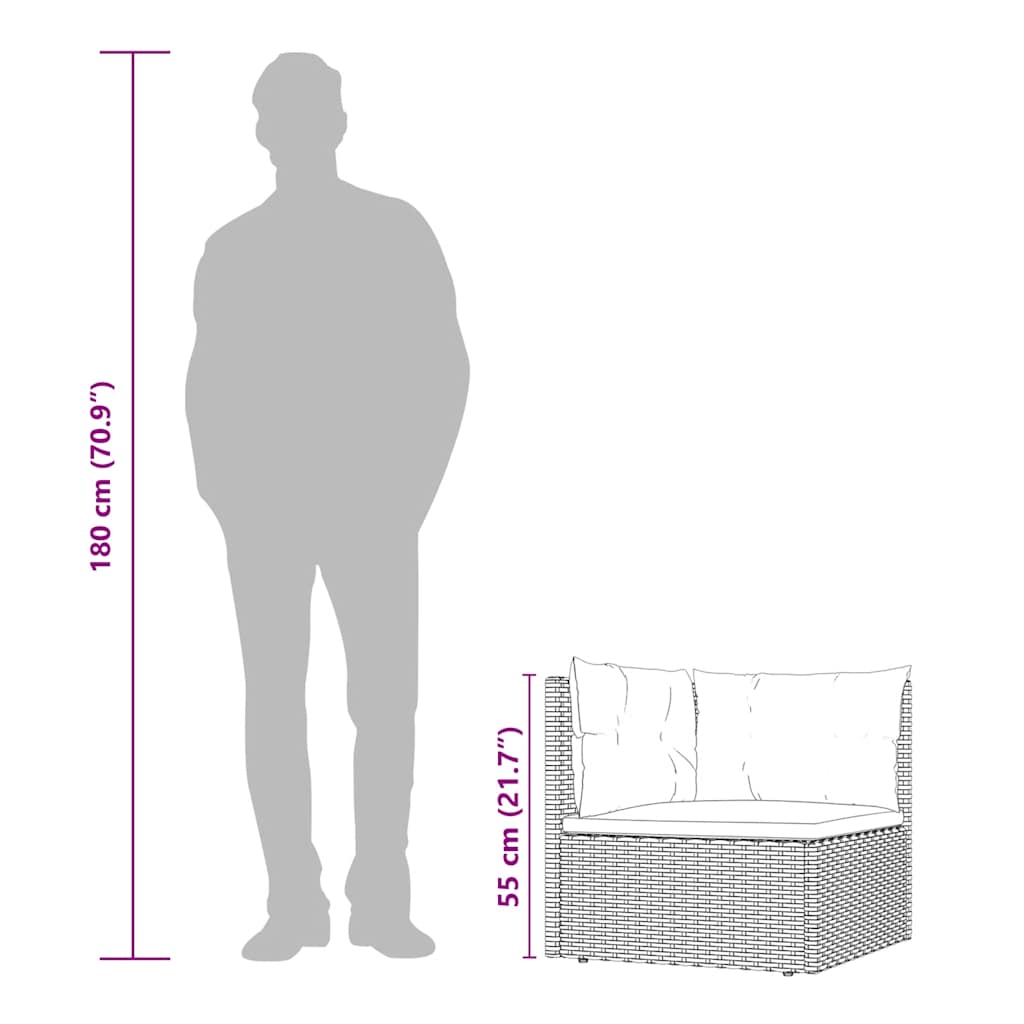 vidaXL 5-delige Loungeset met kussens poly rattan zwart