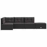 vidaXL 5-delige Loungeset met kussens poly rattan zwart