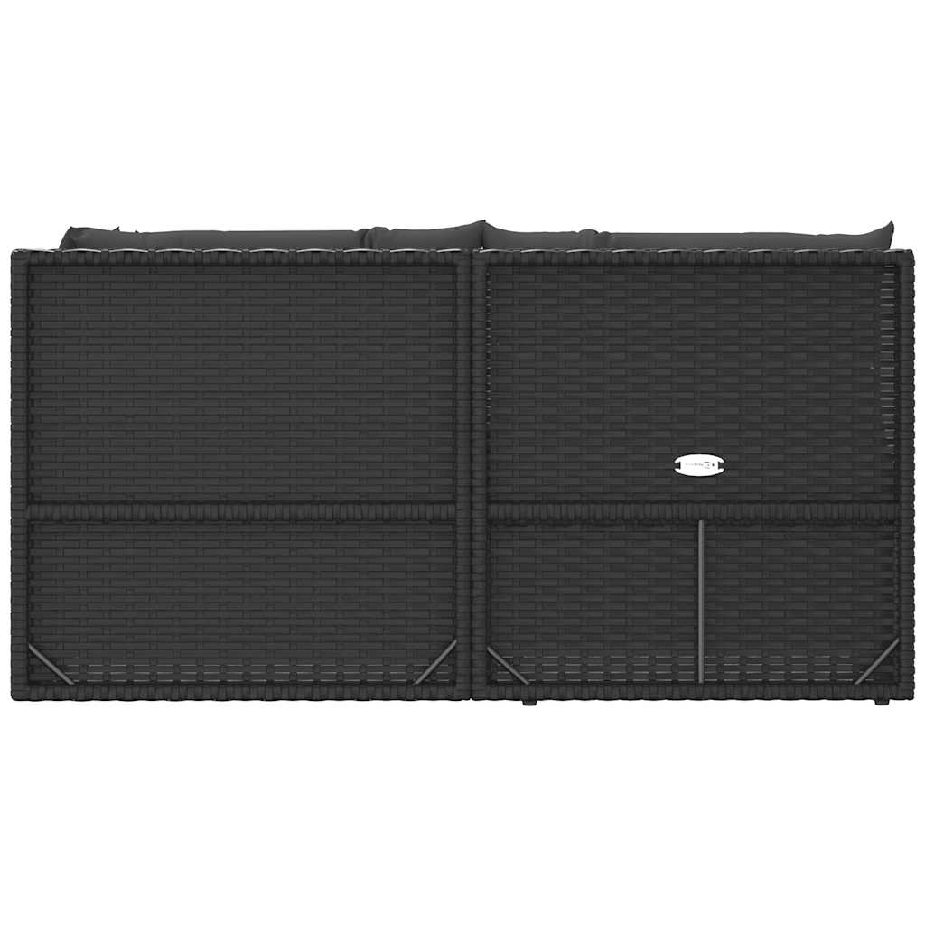 vidaXL 5-delige Loungeset met kussens poly rattan zwart