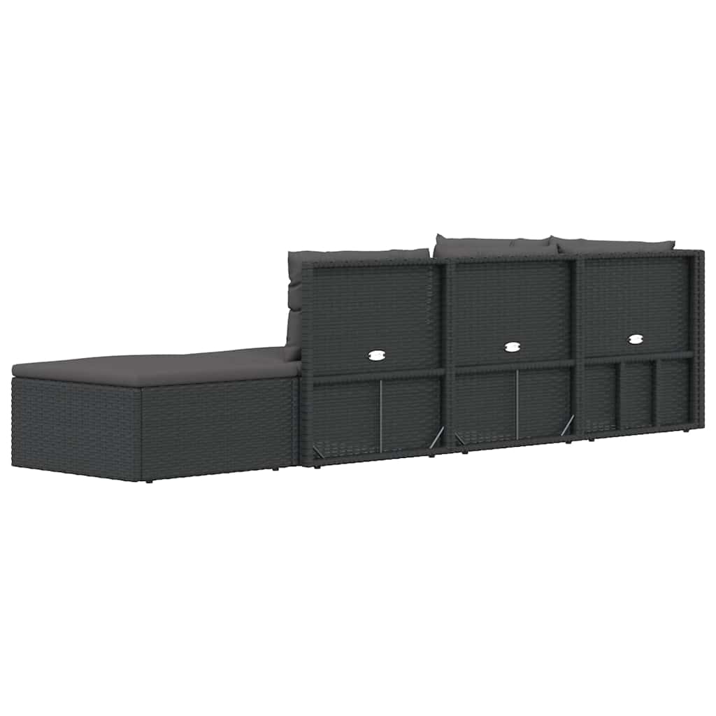 vidaXL 5-delige Loungeset met kussens poly rattan zwart