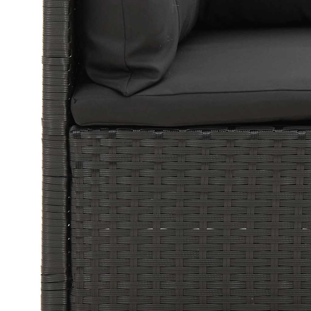 vidaXL 5-delige Loungeset met kussens poly rattan zwart